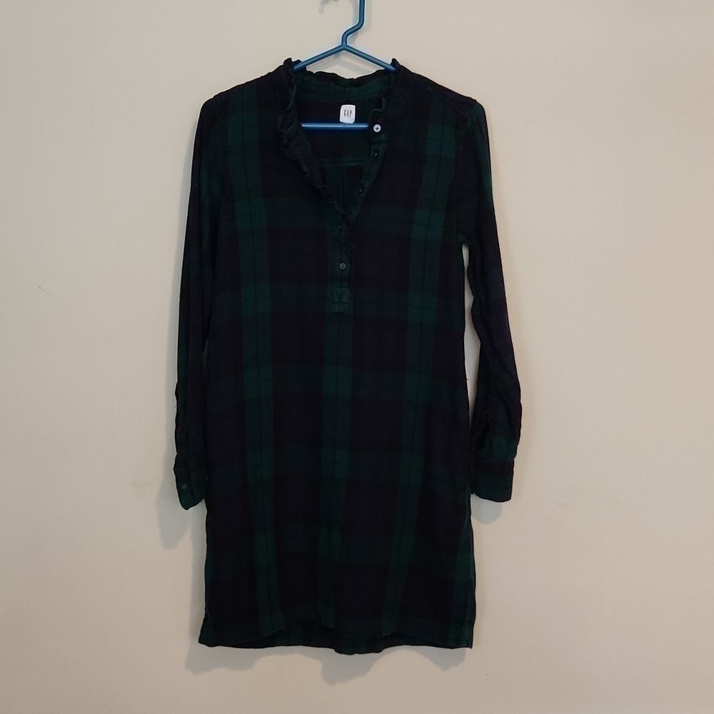 Dresses 3 for $30!!  Gap Ruffle Flannel Shirt Dress Size S - Picture 2 of 7